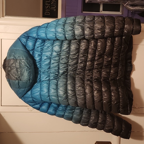 Blue and Black Hooded Puffer Jacket - Picture 2 of 3